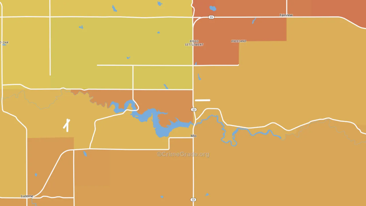 Mio, MI Map of Burglary Rates