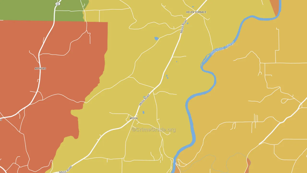 Miola, PA Map of Burglary Rates