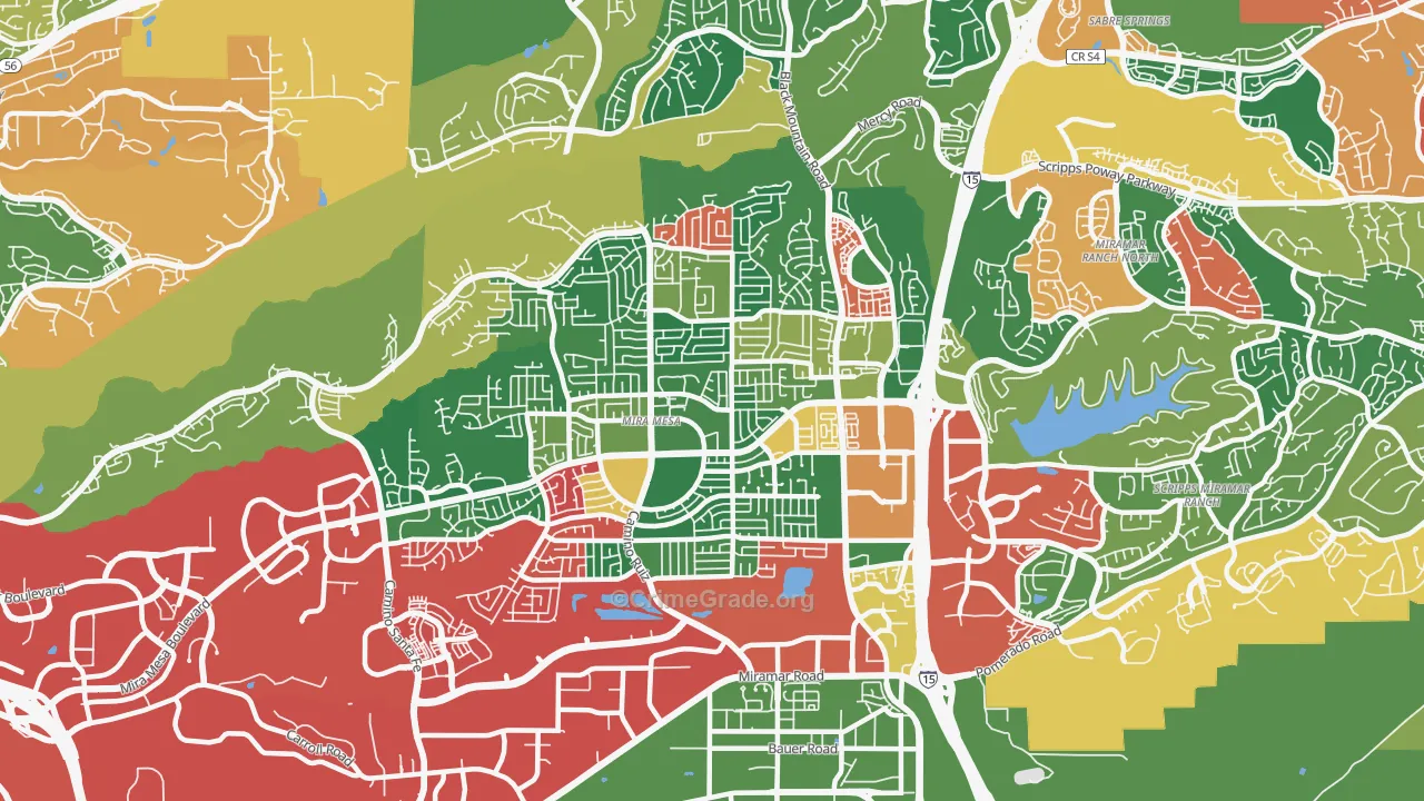 Mira Mesa, San Diego, CA Map of Burglary Rates