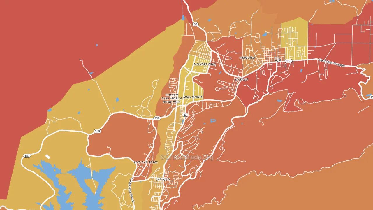 Mira Monte, CA Map of Burglary Rates