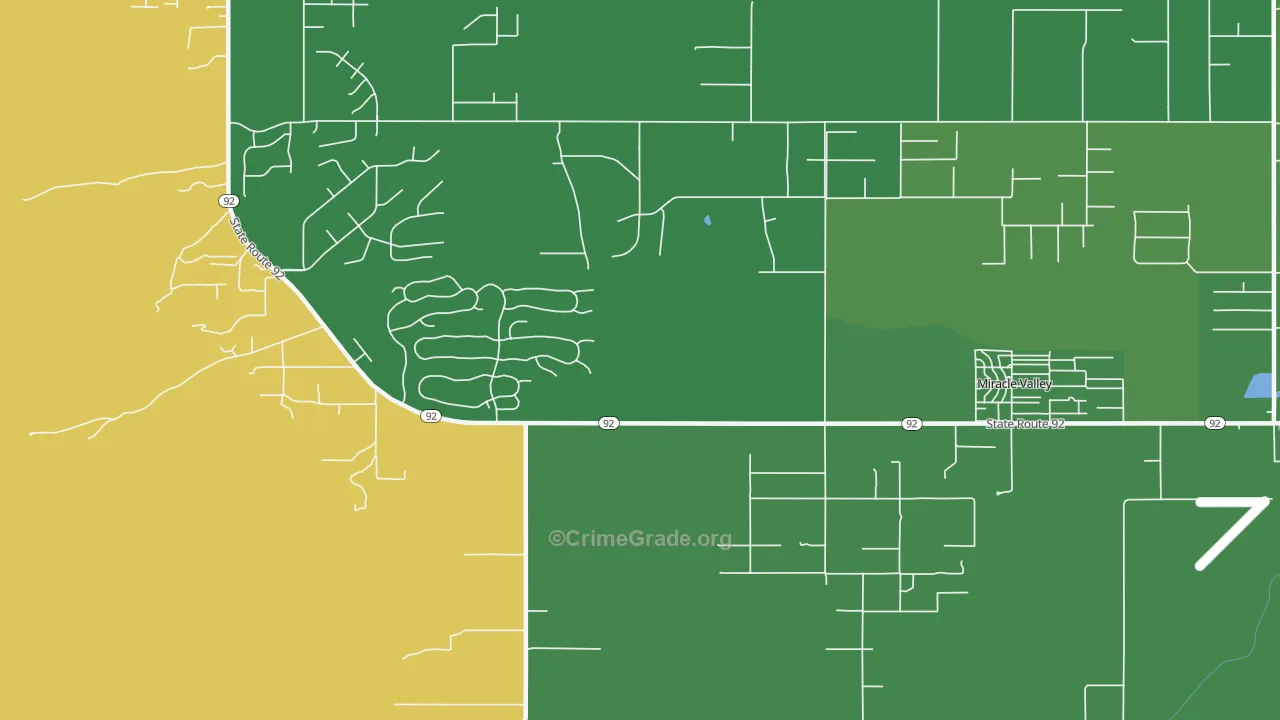 Miracle Valley, AZ Map of Burglary Rates