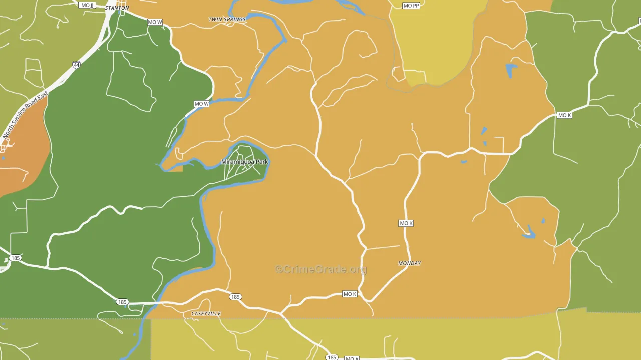 Miramiguoa Park, MO Map of Burglary Rates