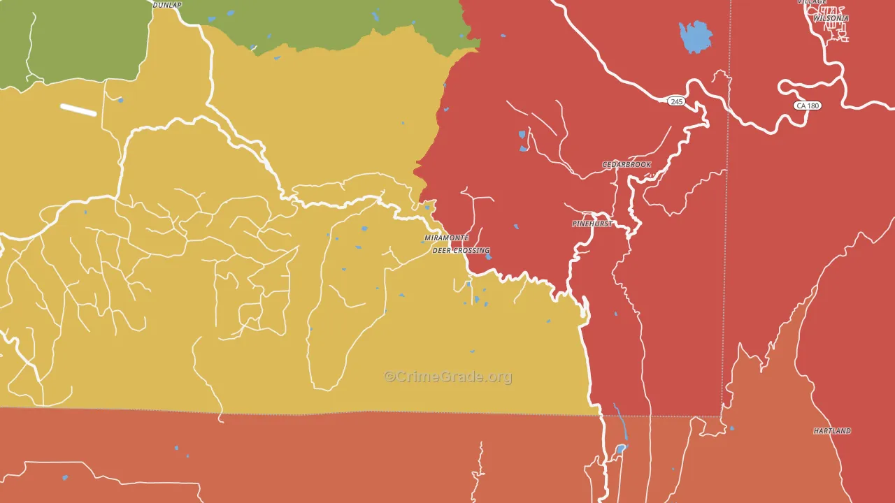 Miramonte, CA Map of Burglary Rates