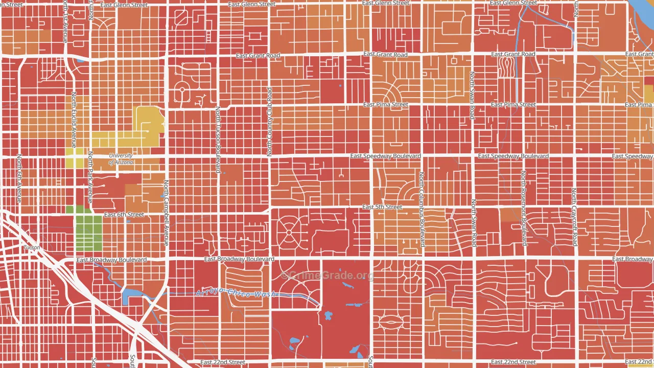 Miramonte, Tucson, AZ Map of Burglary Rates