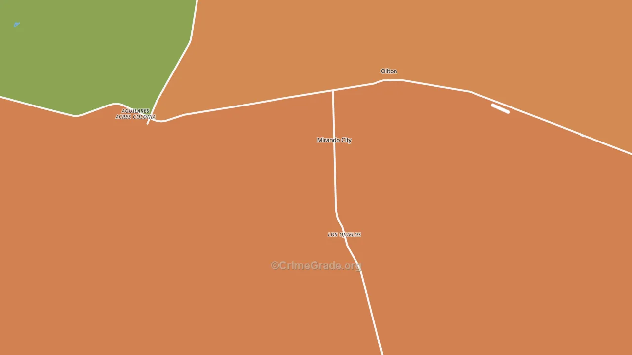 Mirando City, TX Map of Burglary Rates