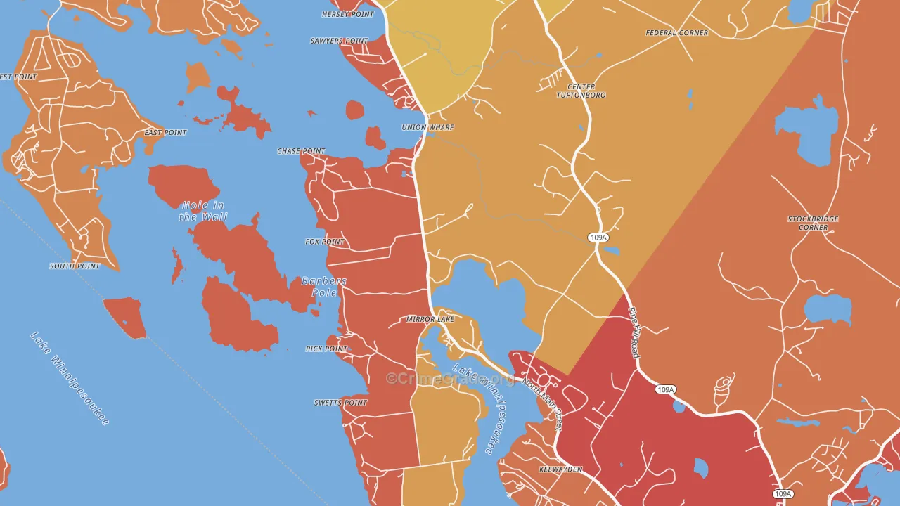 Mirror Lake, NH Map of Burglary Rates