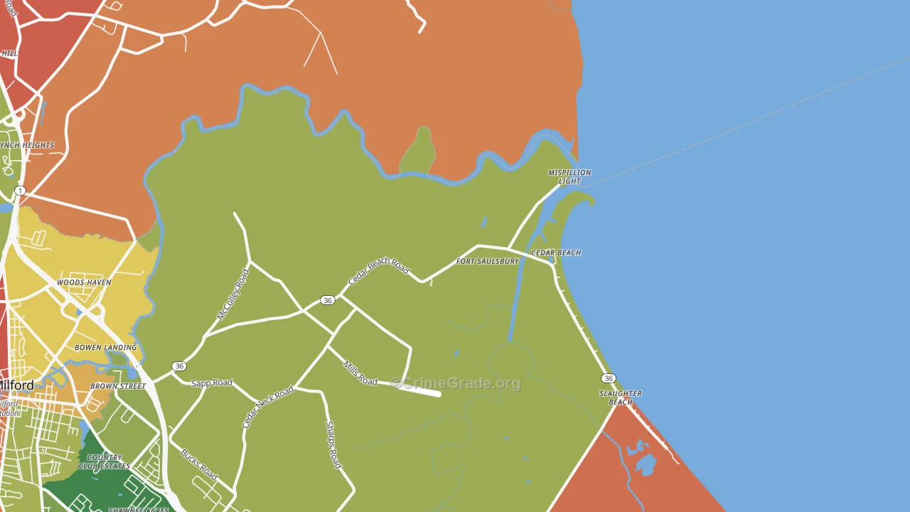 Mispillion Light, DE Map of Burglary Rates