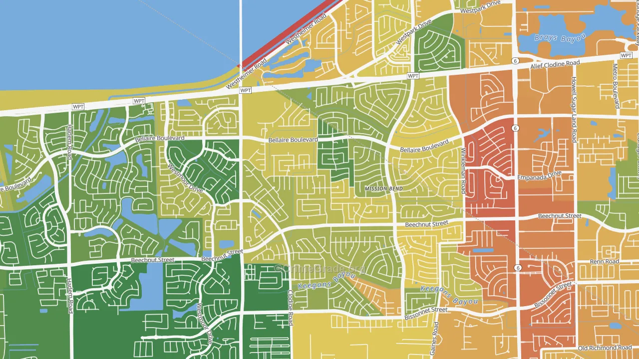 Mission Bend South, Mission Bend, TX Map of Burglary Rates