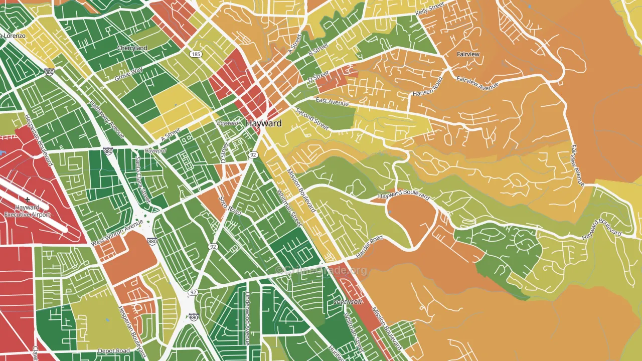 Mission-Foothill, Hayward, CA Map of Burglary Rates
