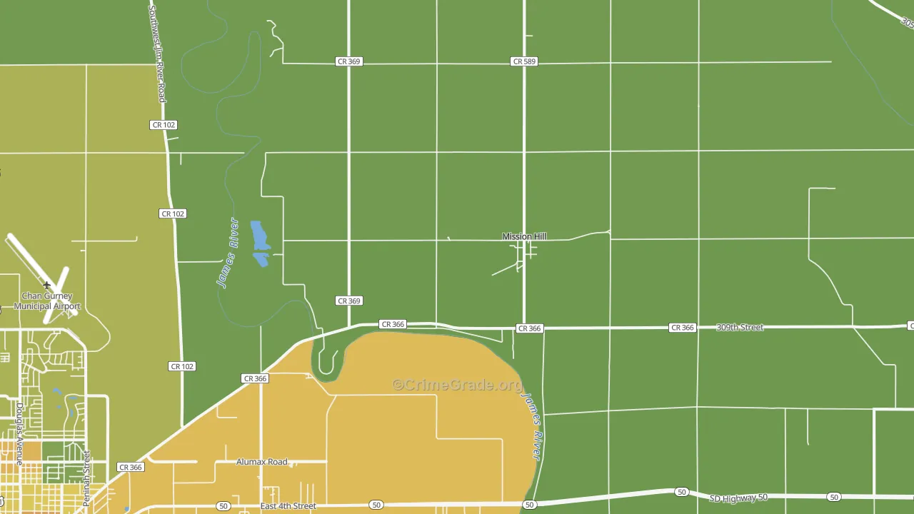 Mission Hill, SD Map of Burglary Rates