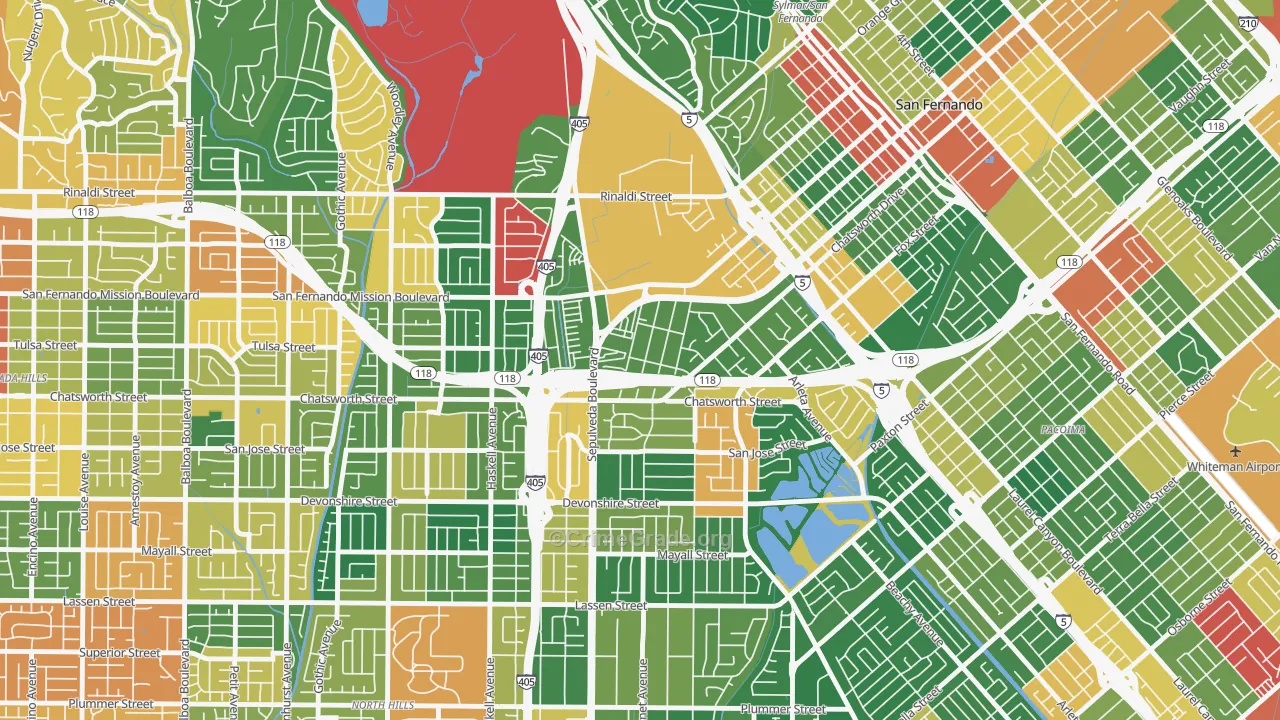 Mission Hills, CA Map of Burglary Rates