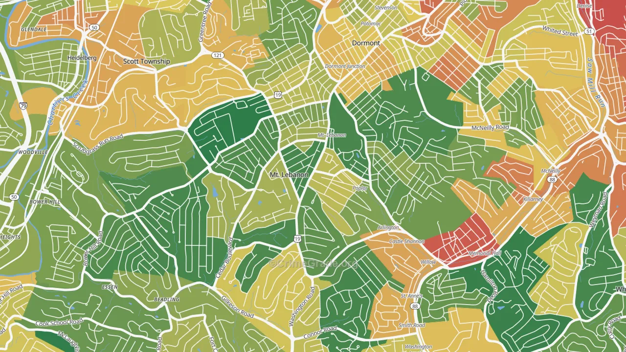 Mission Hills, Pittsburgh, PA Map of Burglary Rates