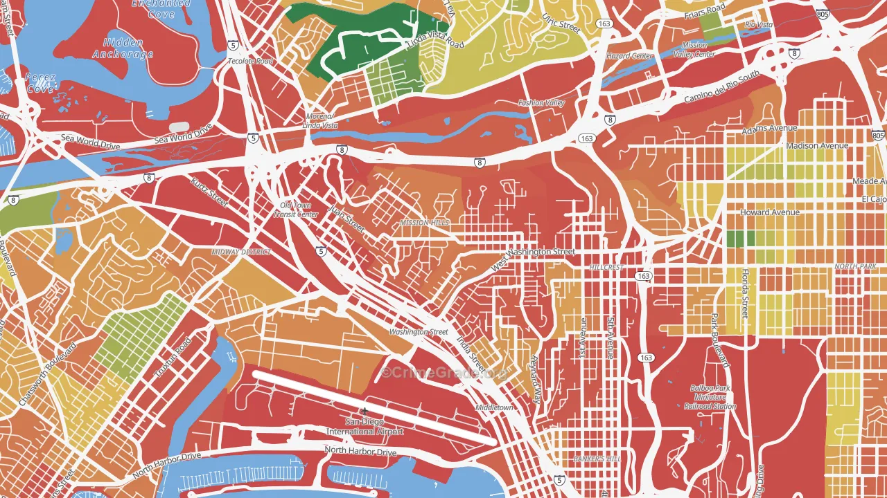 Mission Hills-San Diego, San Diego, CA Map of Burglary Rates