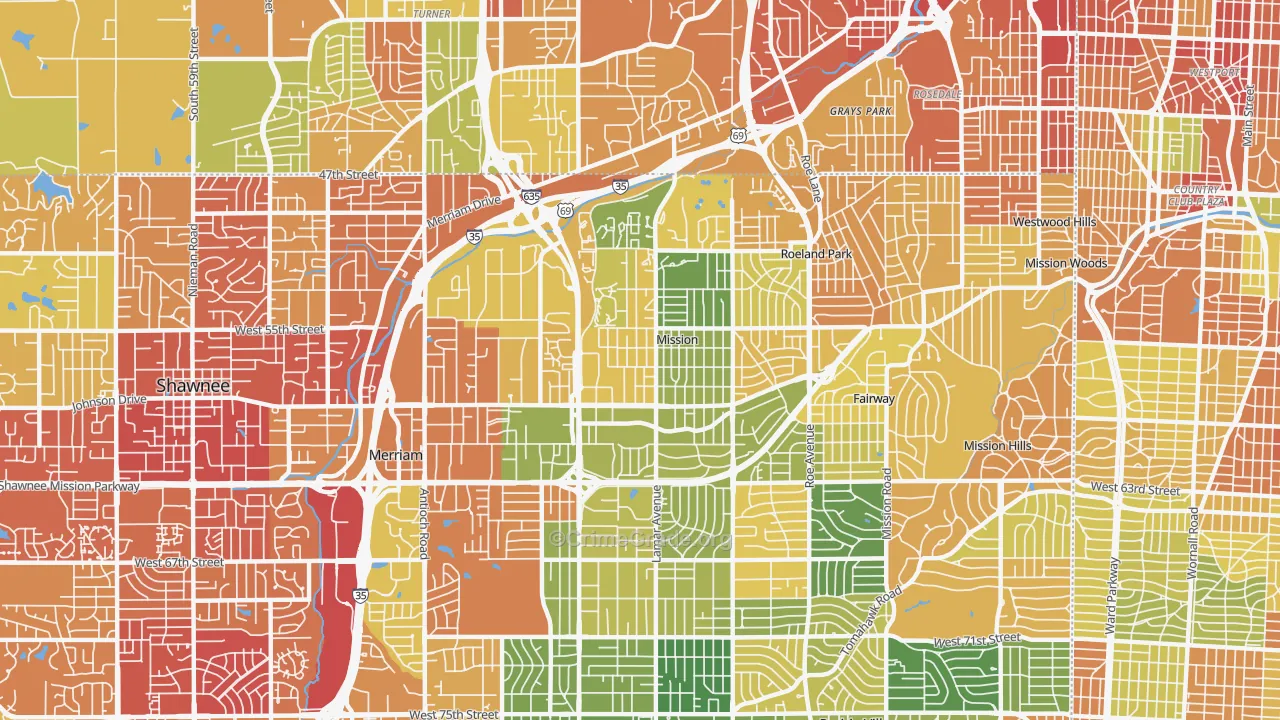 Mission, KS Map of Burglary Rates
