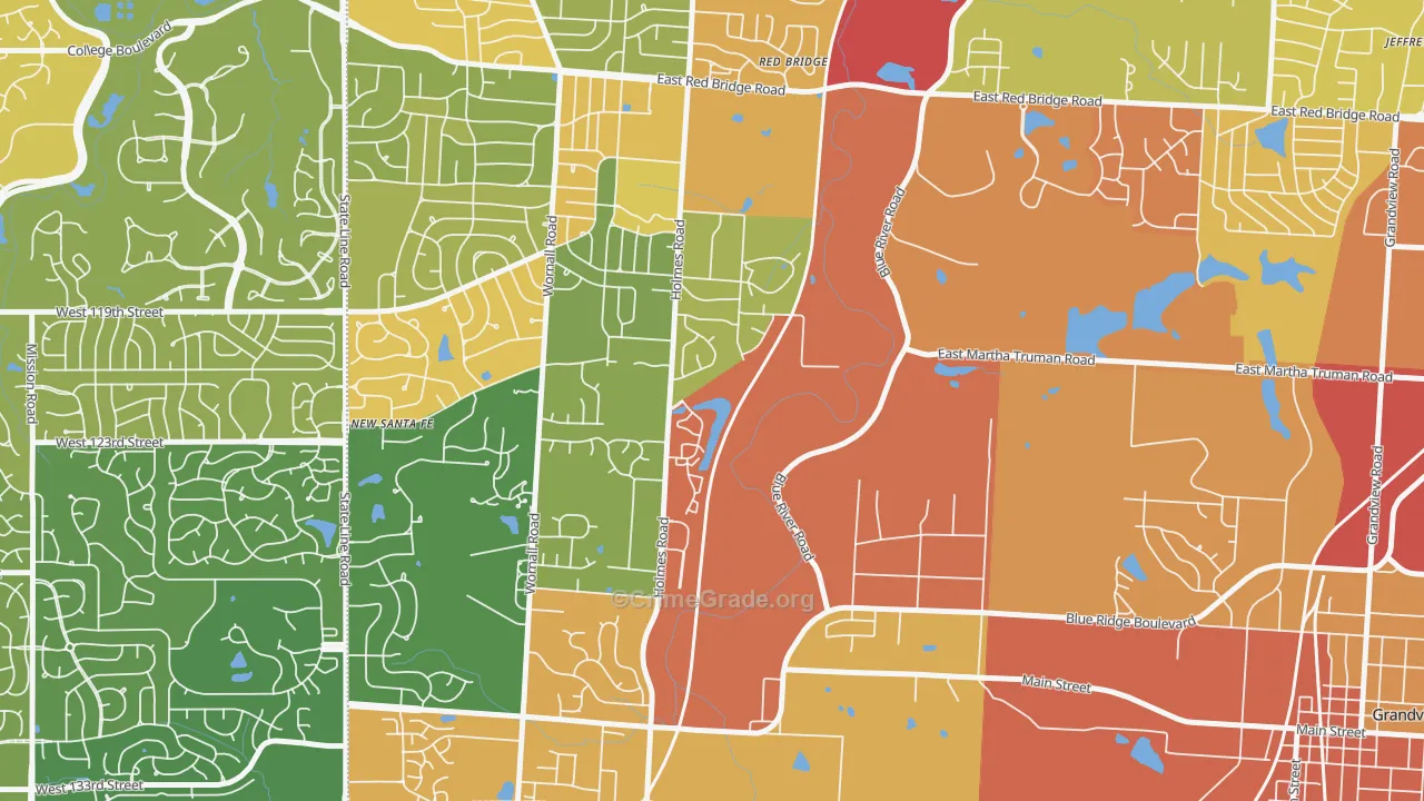 Mission Lake, Kansas City, MO Map of Burglary Rates