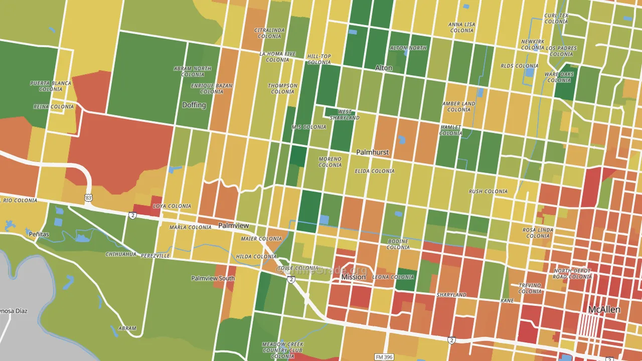Mission, TX Map of Burglary Rates