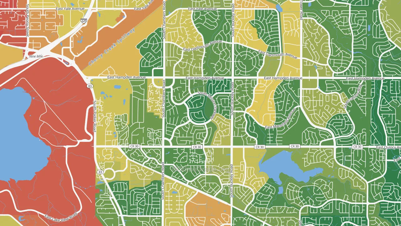 Mission Viejo, Aurora, CO Map of Burglary Rates