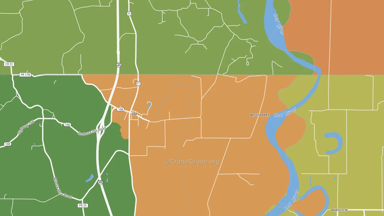 Missionary, LA Map of Burglary Rates