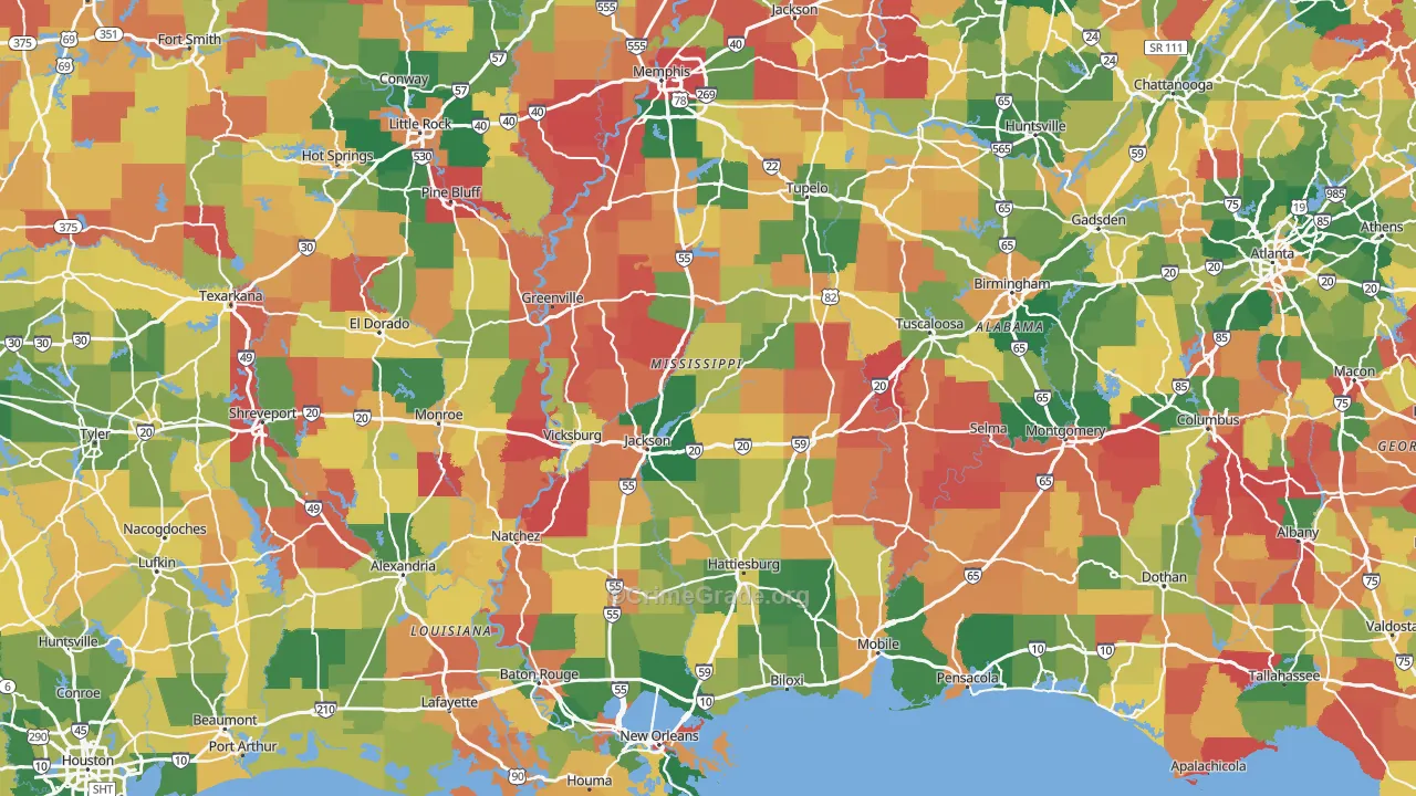 Mississippi Map of Burglary Rates