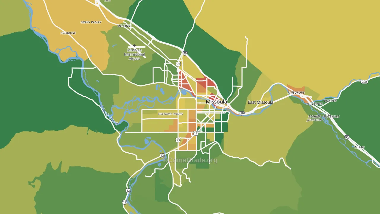 Missoula, MT Map of Burglary Rates