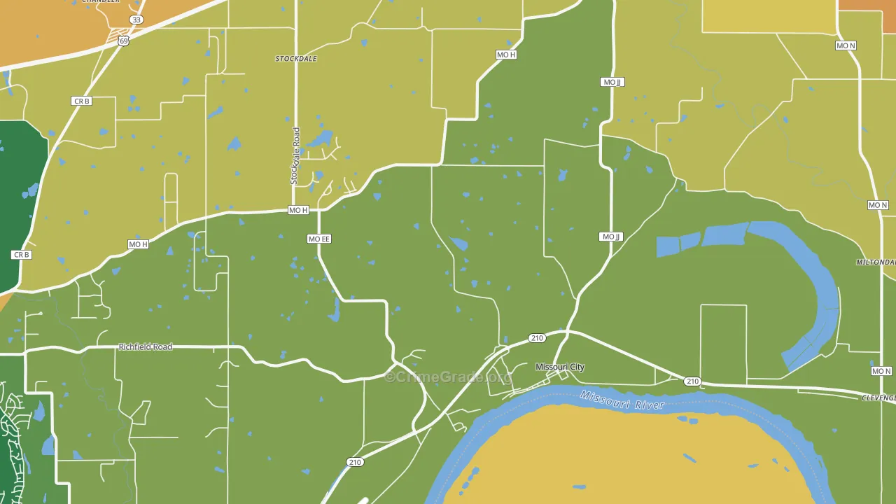 Missouri City, MO Map of Burglary Rates
