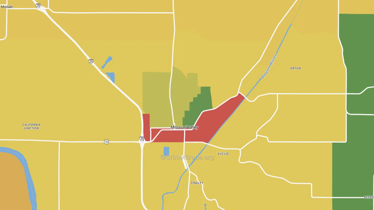 Missouri Valley, IA Map of Burglary Rates