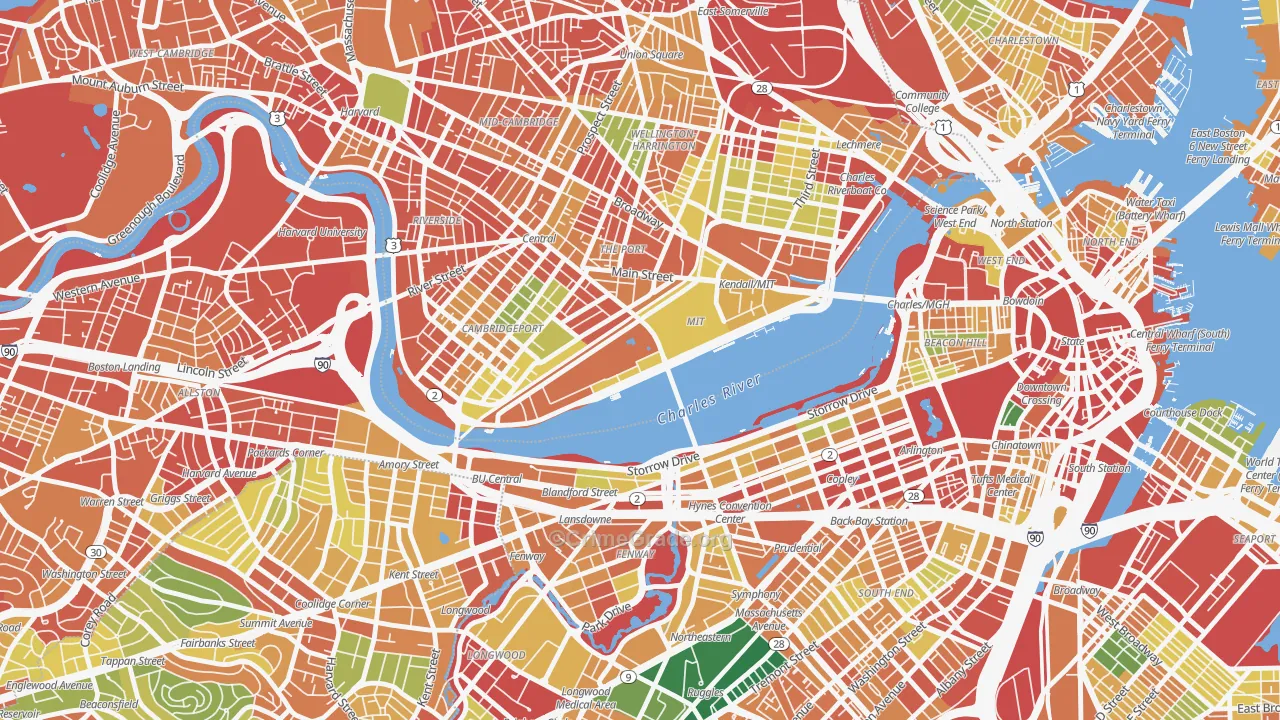 MIT, Cambridge, MA Map of Burglary Rates