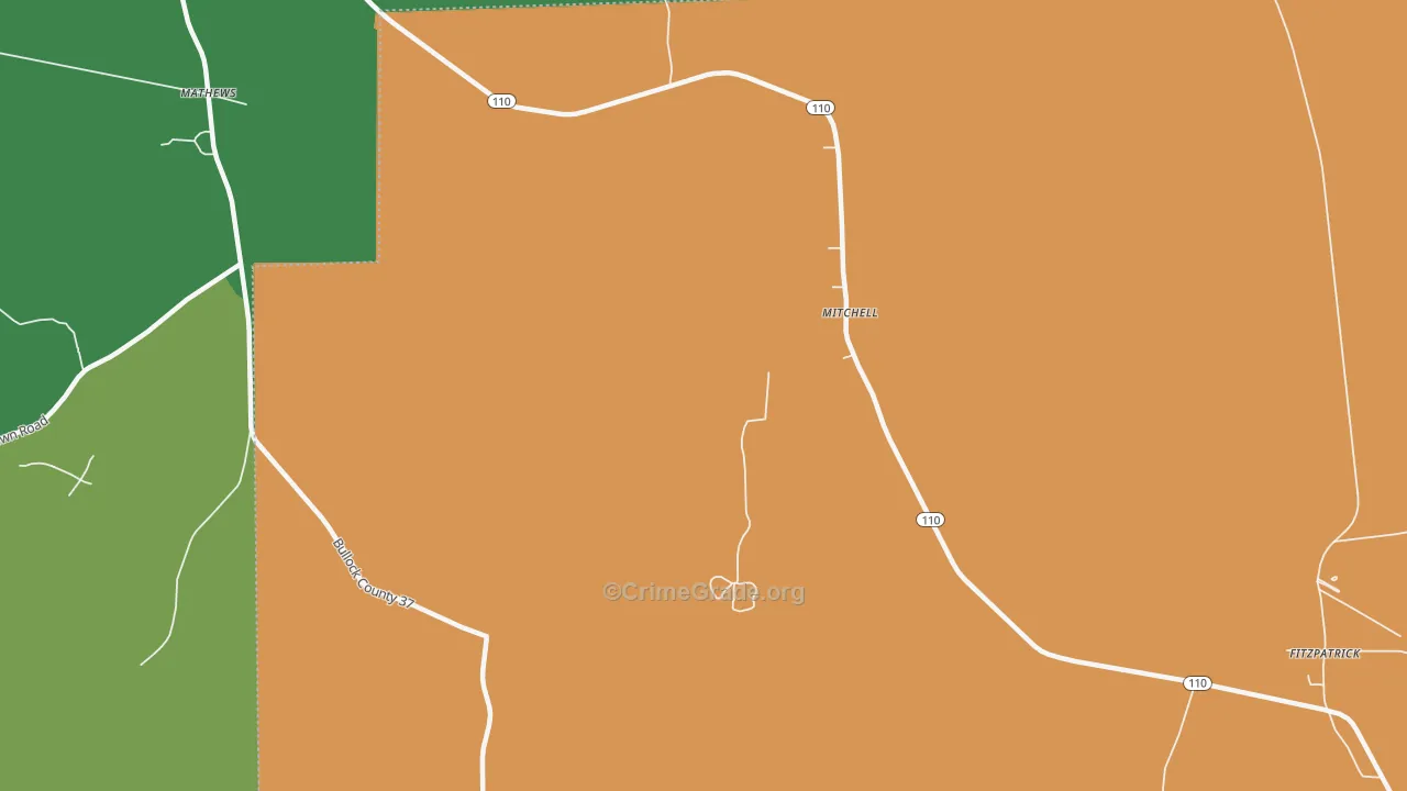 Mitchell, AL Map of Burglary Rates
