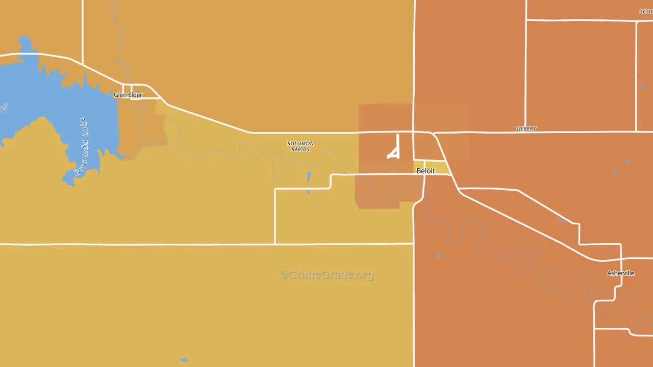 Mitchell County, KS Map of Burglary Rates