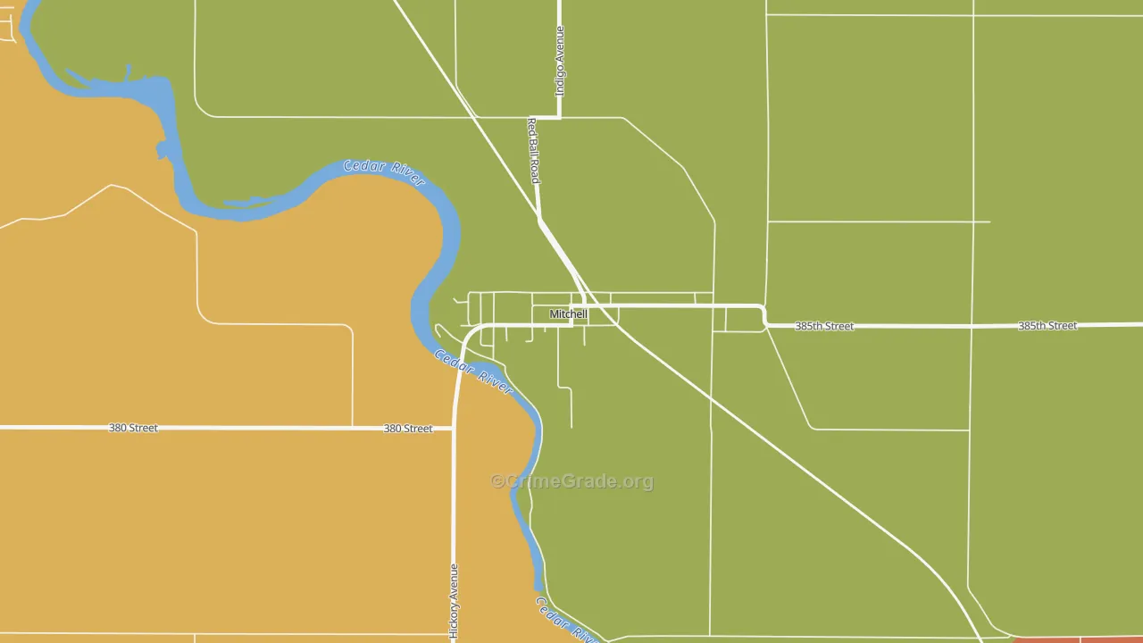 Mitchell, IA Map of Burglary Rates