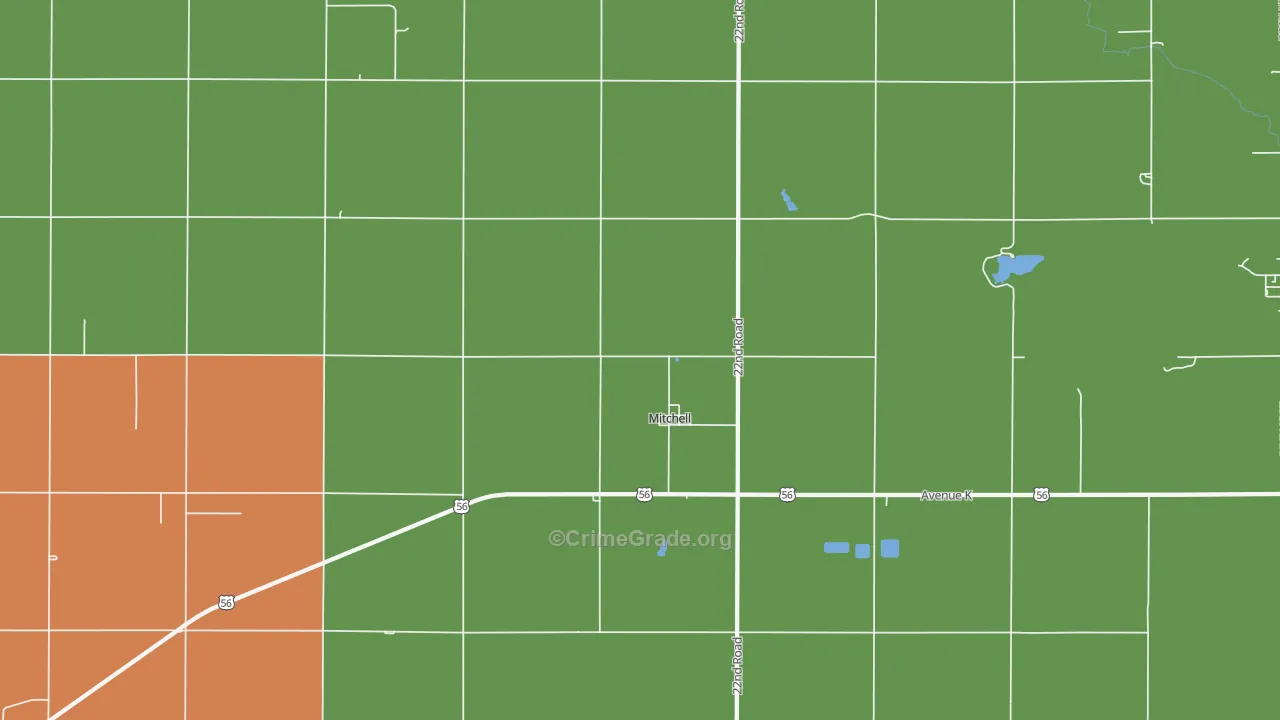 Mitchell, KS Map of Burglary Rates