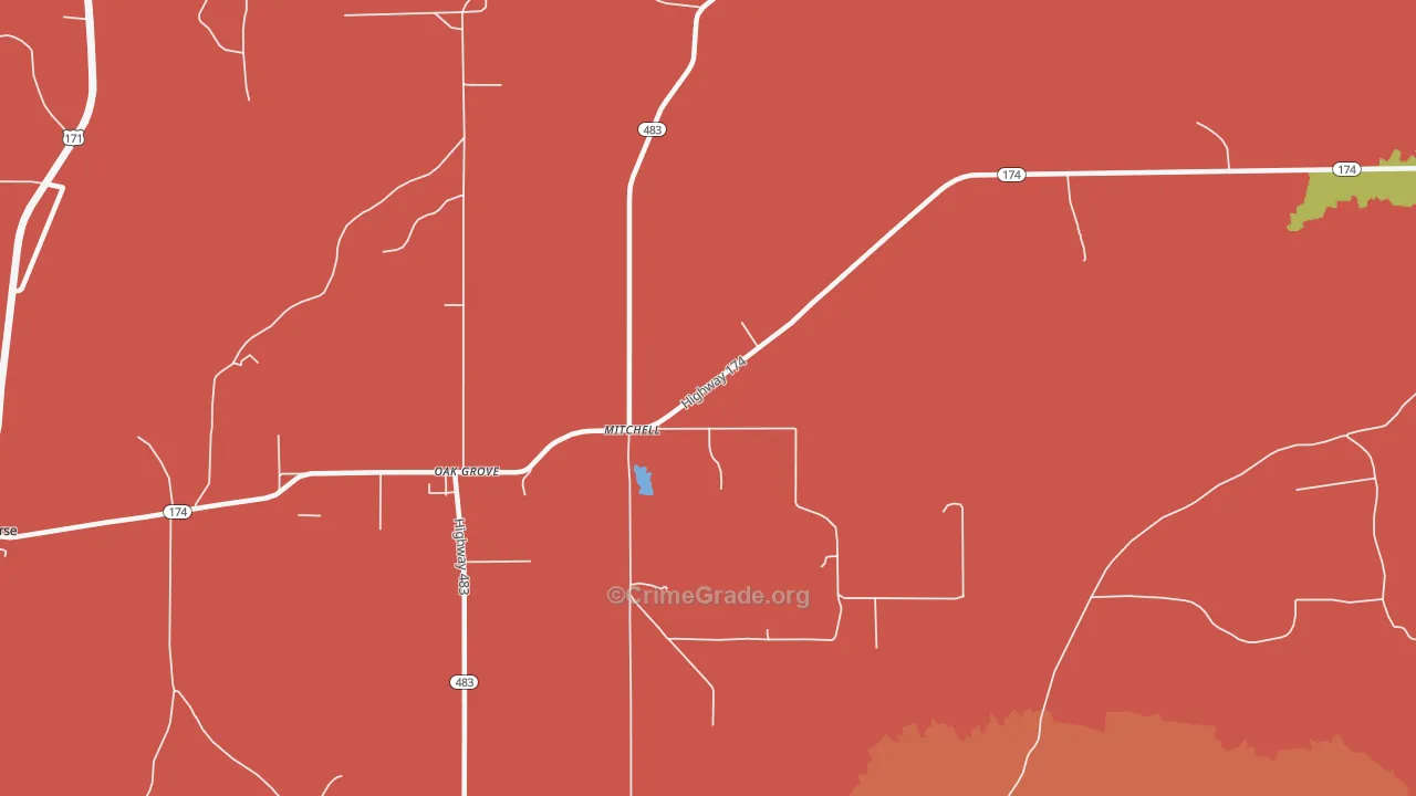 Mitchell, LA Map of Burglary Rates