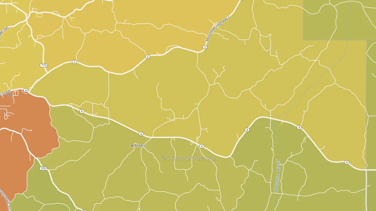 Mitchell, MS Map of Burglary Rates