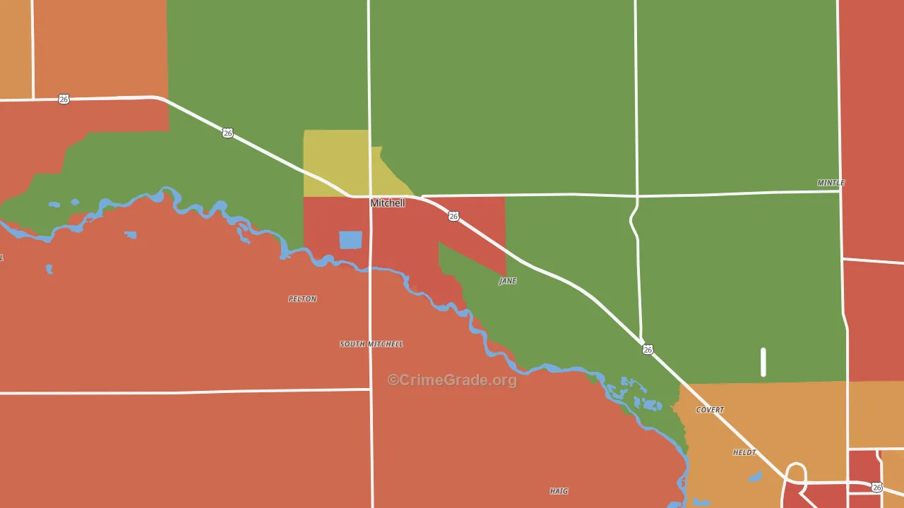 Mitchell, NE Map of Burglary Rates
