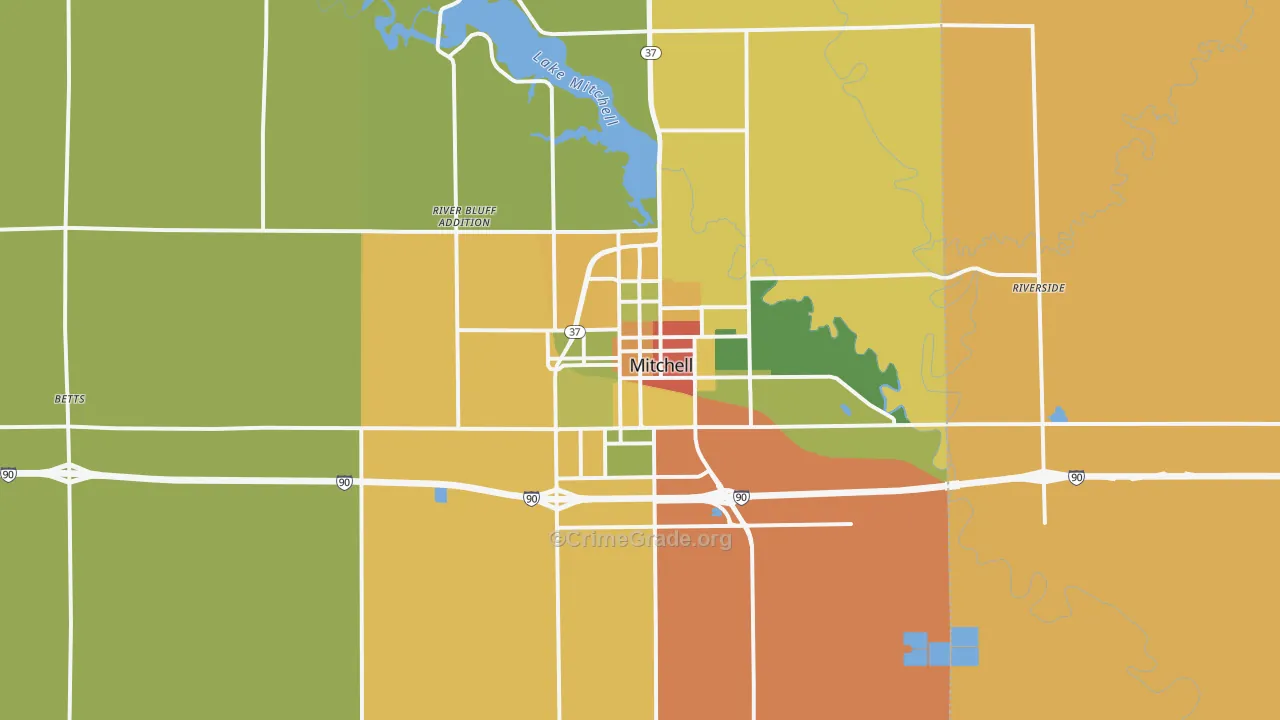 Mitchell, SD Map of Burglary Rates