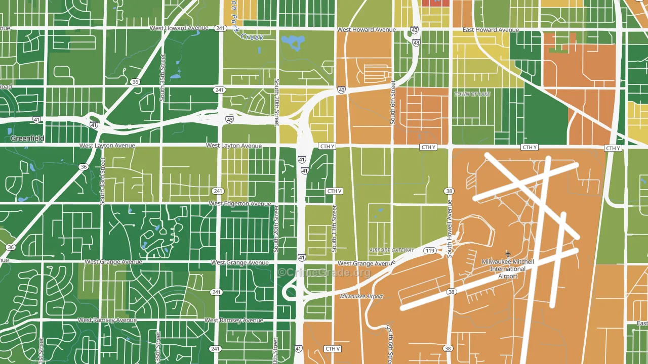Mitchell West, Milwaukee, WI Map of Burglary Rates