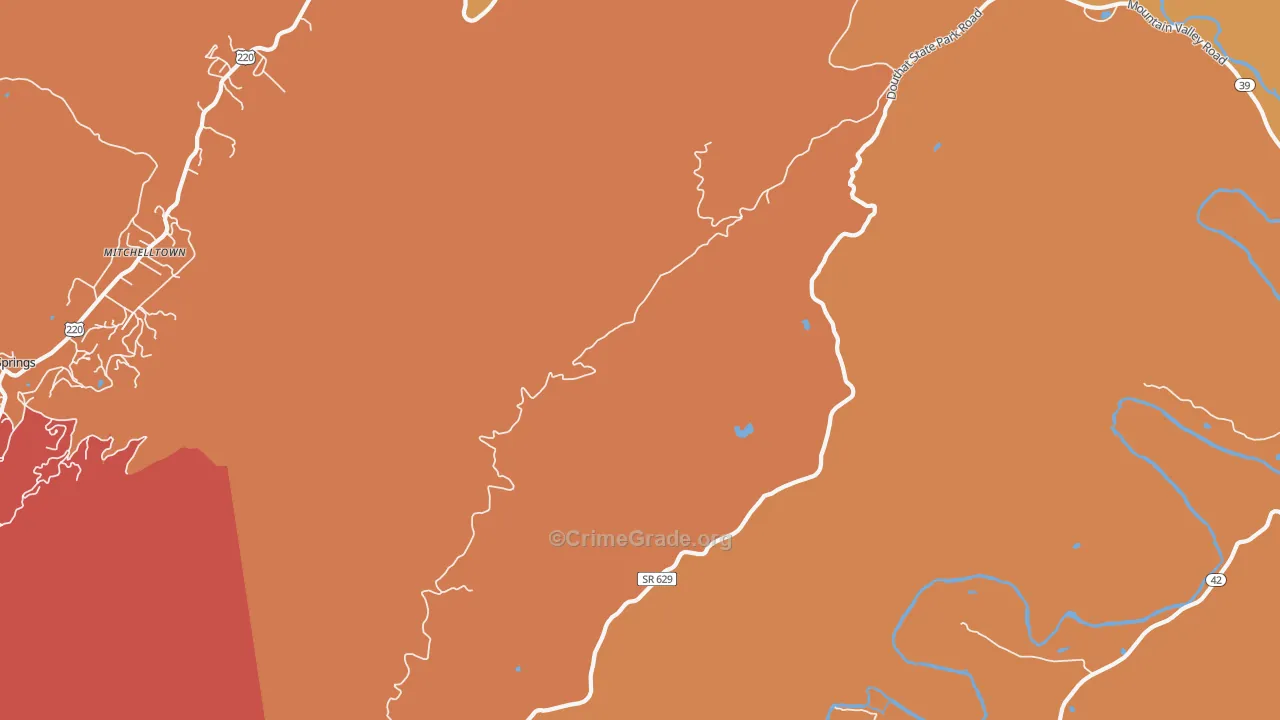 Mitchelltown, VA Map of Burglary Rates