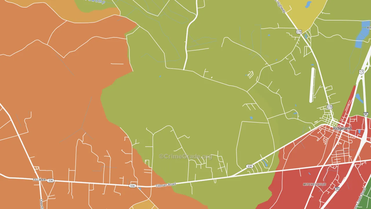 Mitchellville, SC Map of Burglary Rates