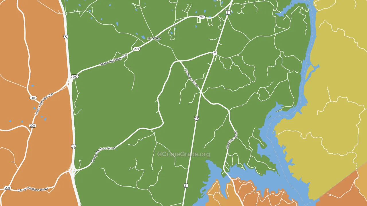 Mitford, SC Map of Burglary Rates