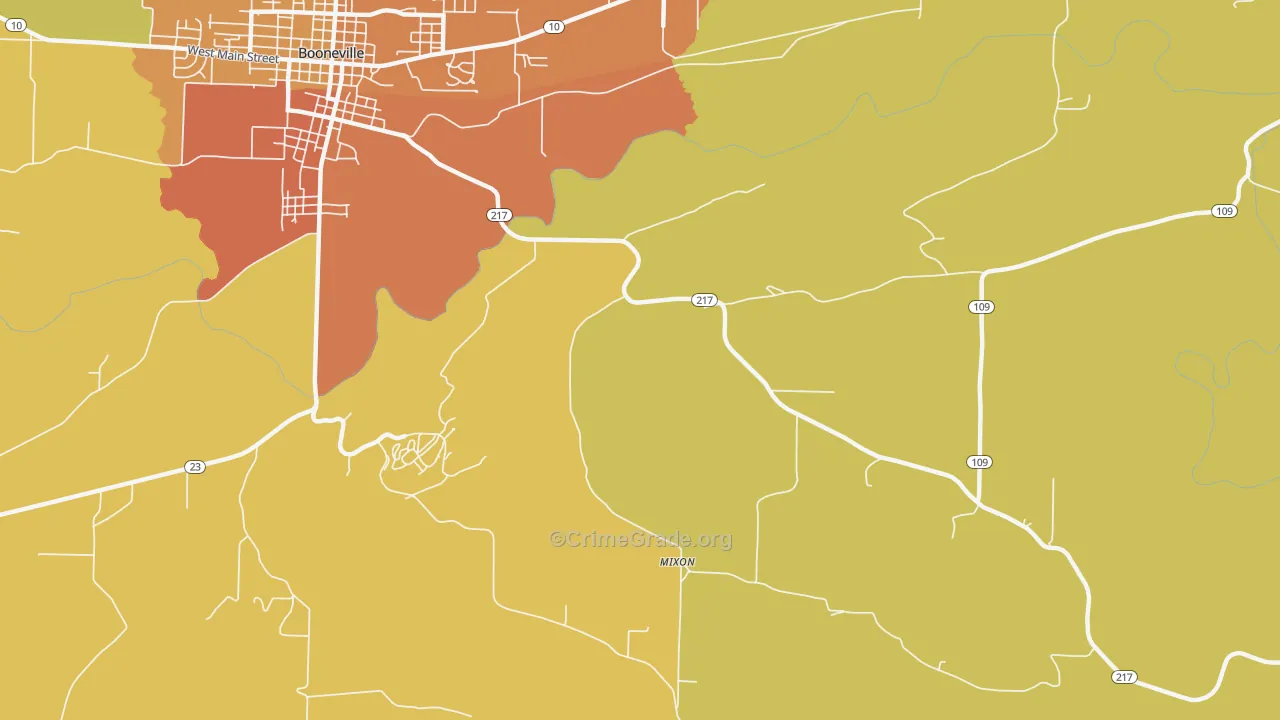 Mixon, AR Map of Burglary Rates