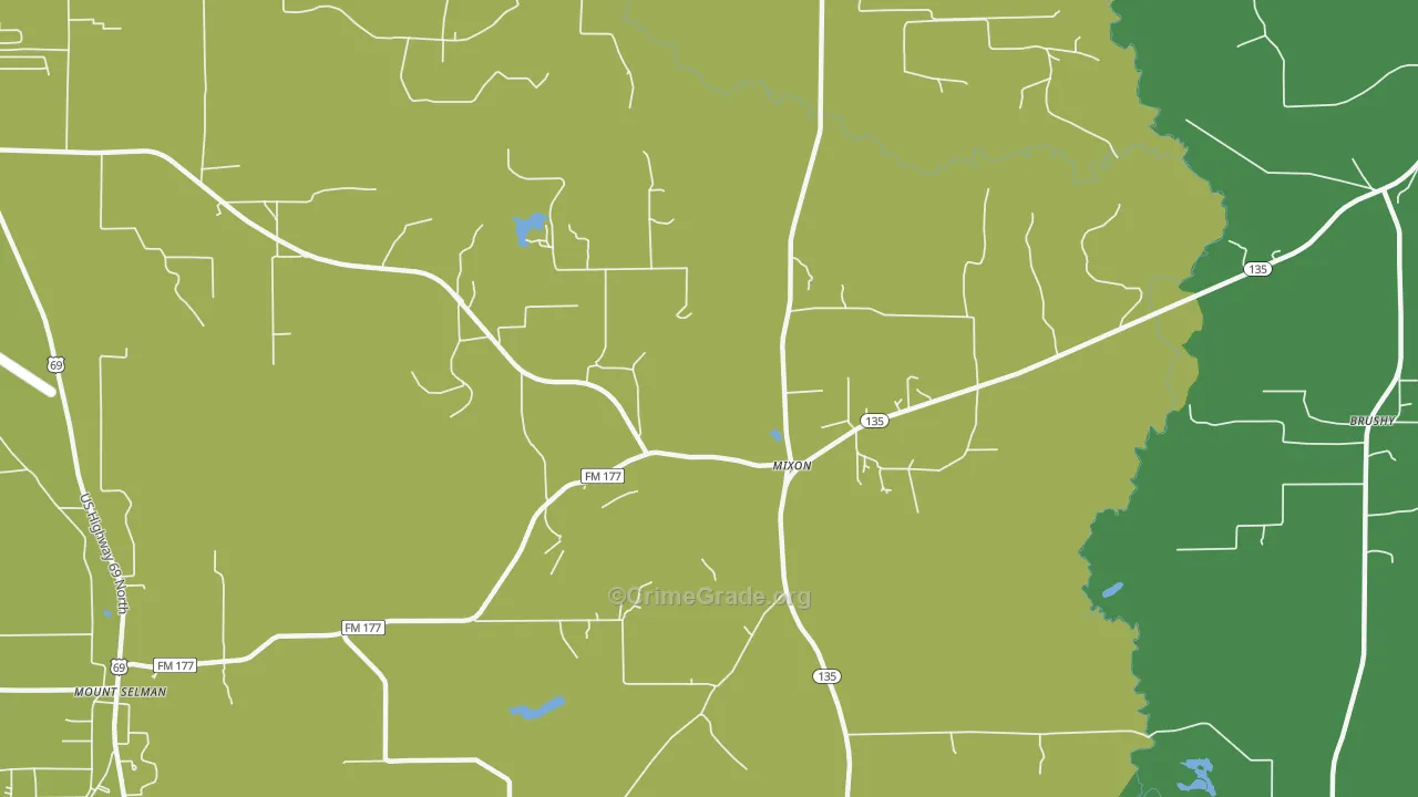 Mixon, TX Map of Burglary Rates
