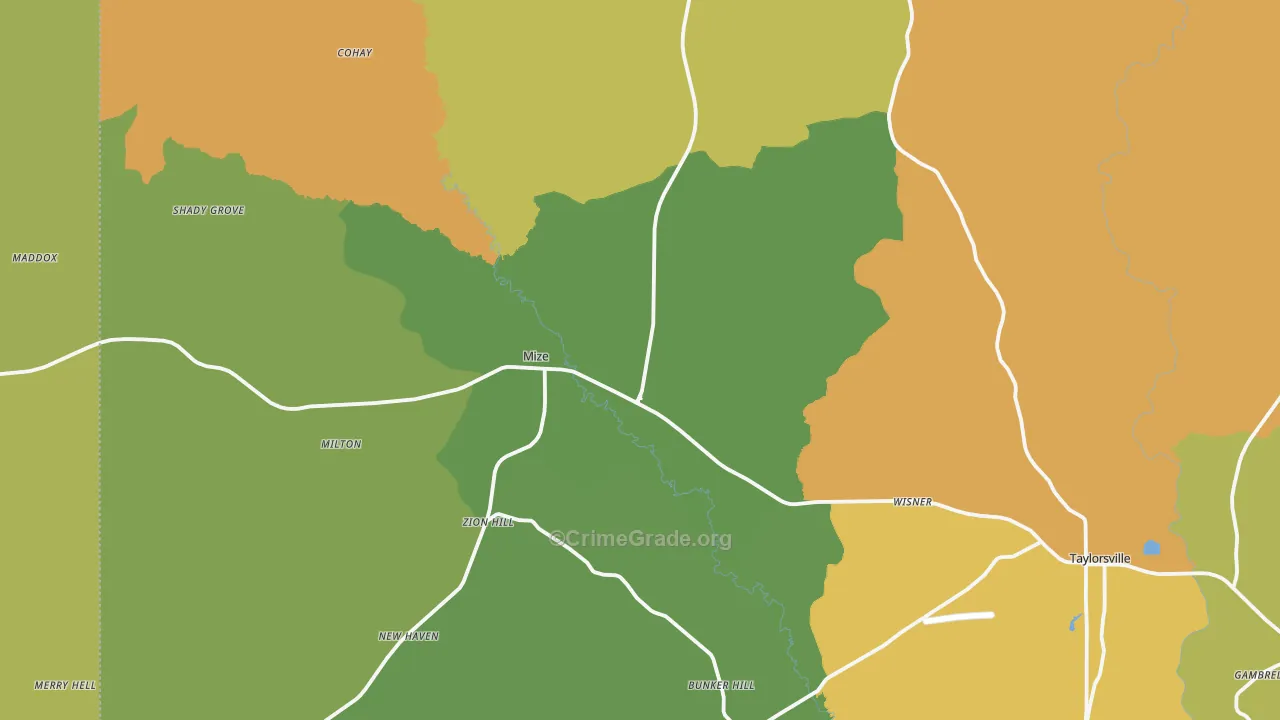 Mize, MS Map of Burglary Rates