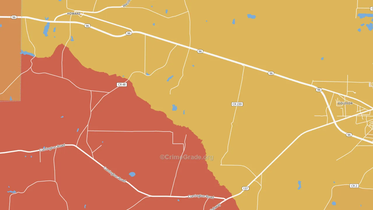 Mizell, GA Map of Burglary Rates