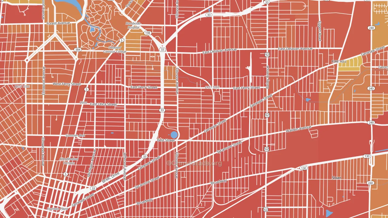 Mlk Park, Buffalo, NY Map of Burglary Rates