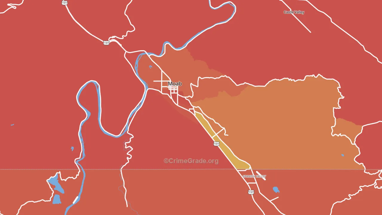 Moab, UT Map of Burglary Rates