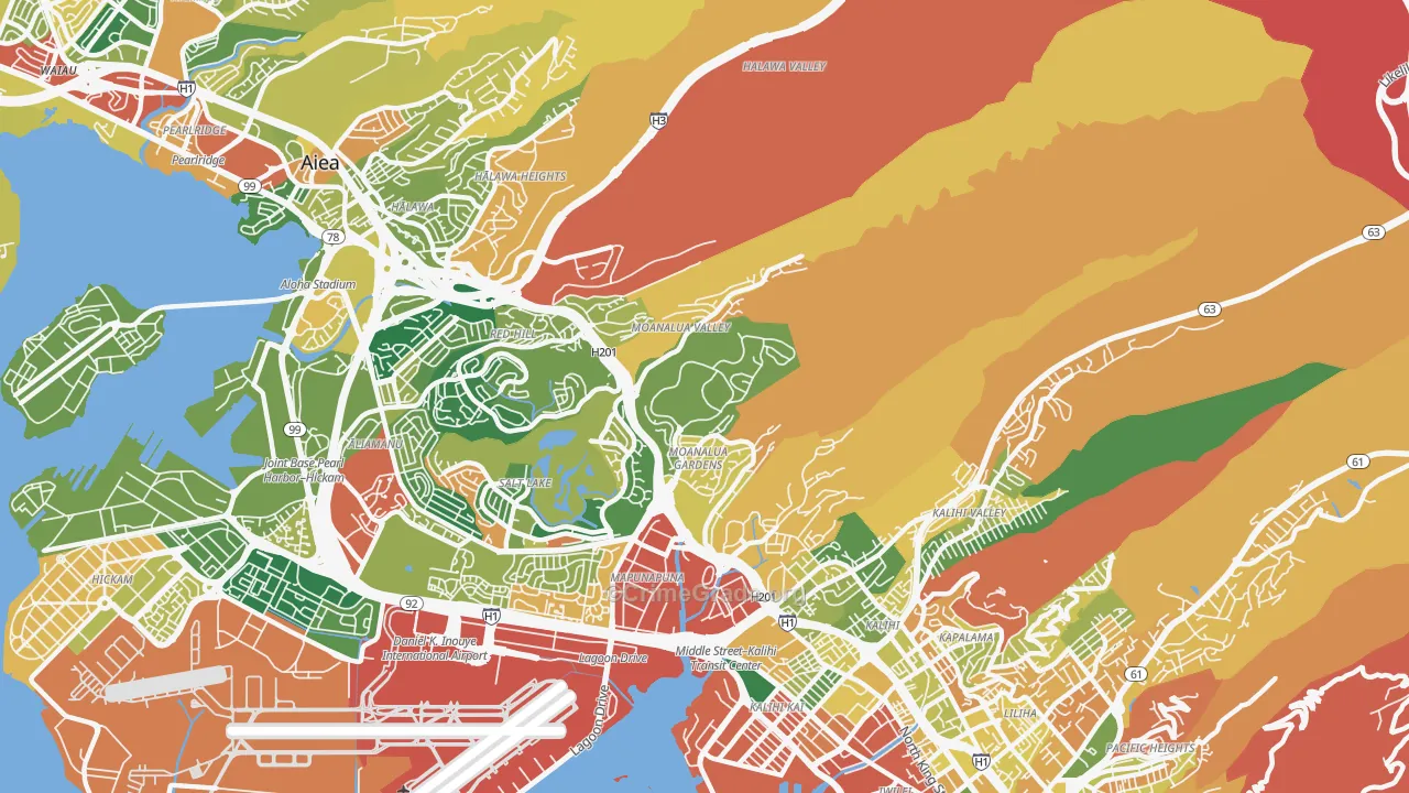 Moanalua, Honolulu, HI Map of Burglary Rates
