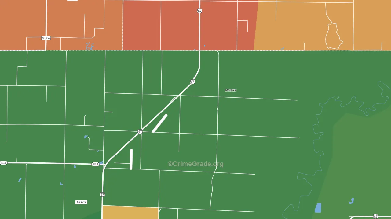 Moark, AR Map of Burglary Rates