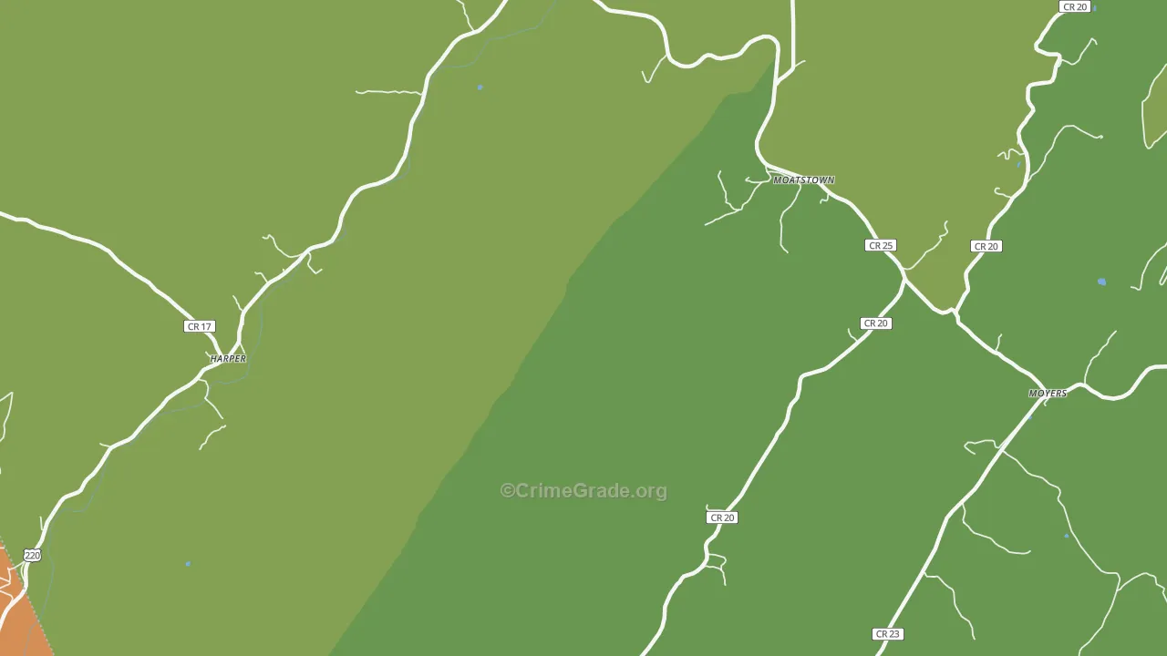 Moatstown, WV Map of Burglary Rates
