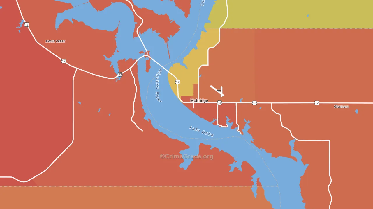 Mobridge, SD Map of Burglary Rates
