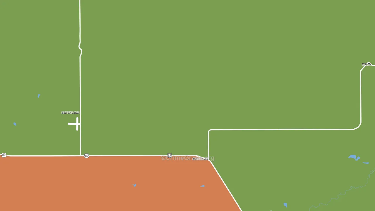 Moccasin, MT Map of Burglary Rates